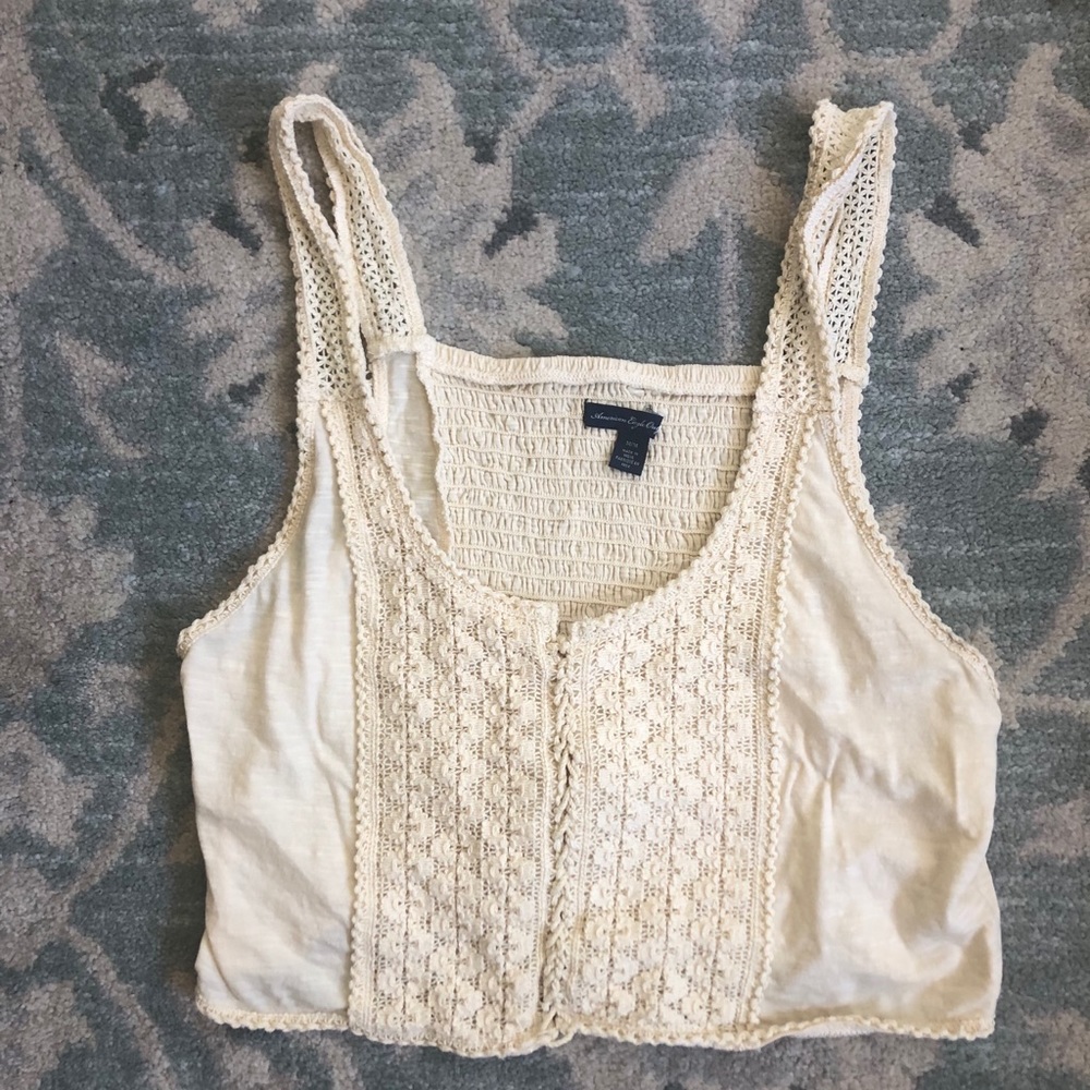 American Eagle smocked Lacey crop tank